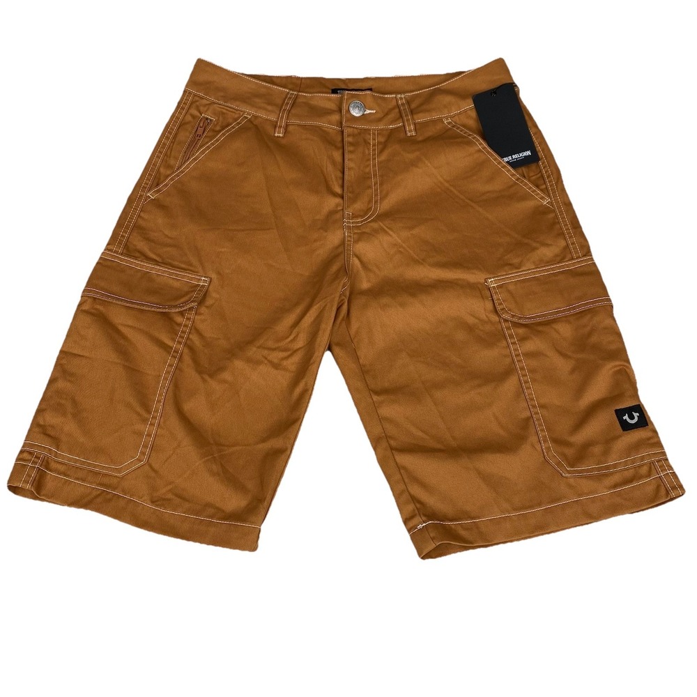 True Religion Cargo Shorts Dark Khaki‎ Men's Sz 30 (32x12) Utility Hiking Casual